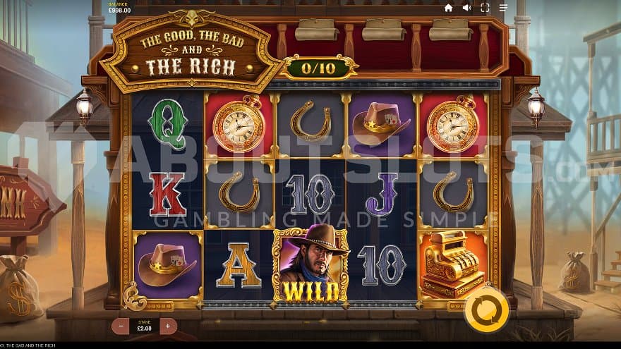 A casino slot in a Western town.