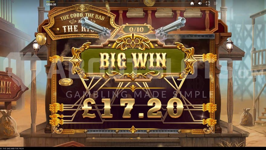 A sign with two guns saying Big Win.