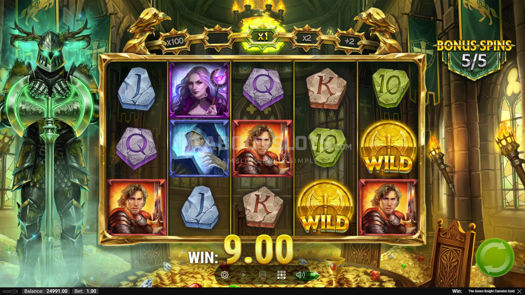 Screenshot of the Bonus Spins in progress.