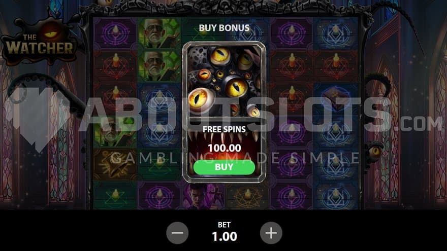 A screen offering the Free Spins for 100X the bet.