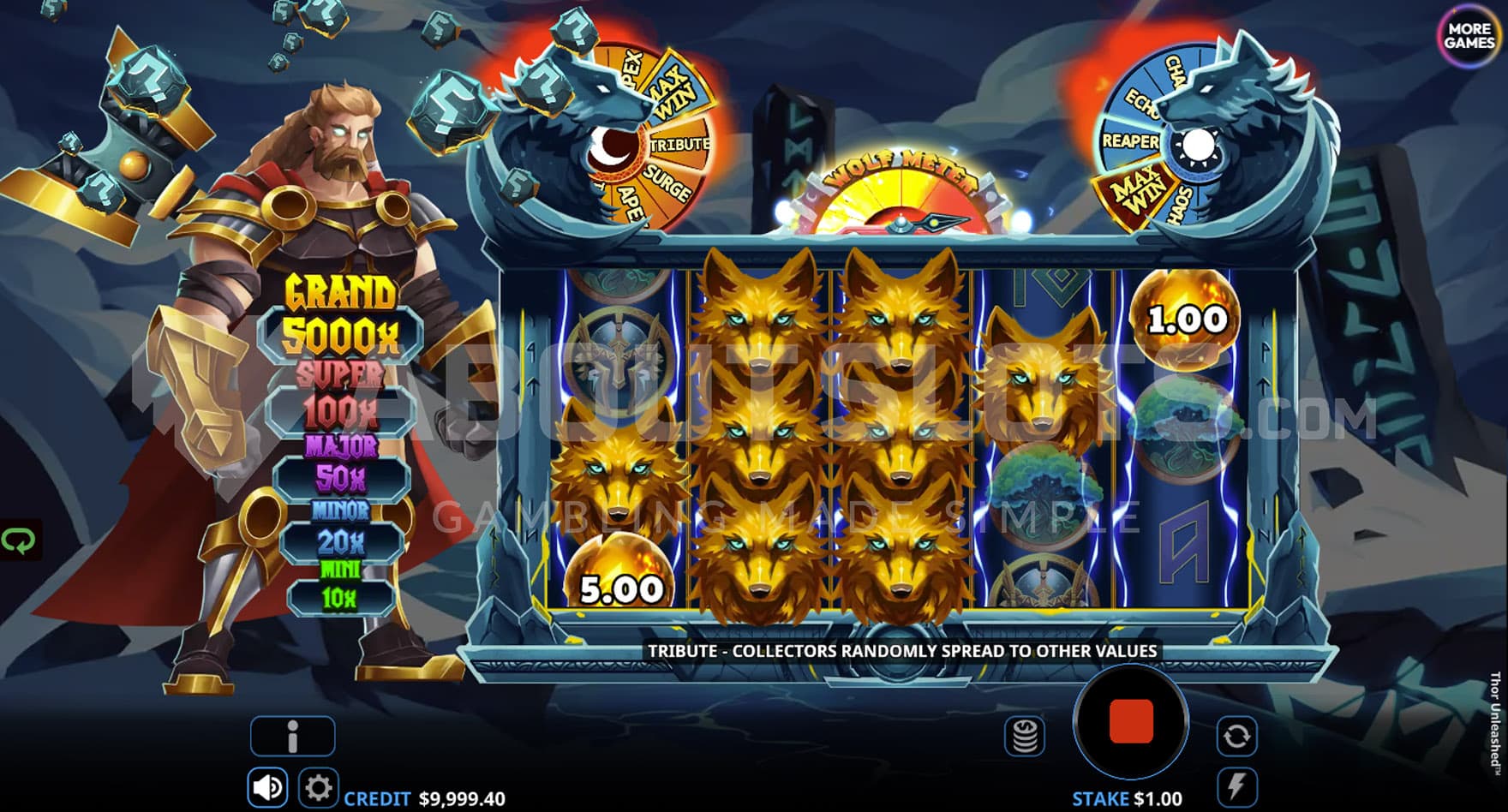 Wolf Meter activated in the base game, adding Wilds to reels 2 and 3.