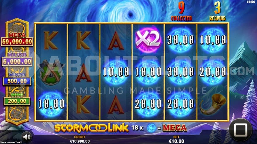 Nine Storm Link symbols on the reels.