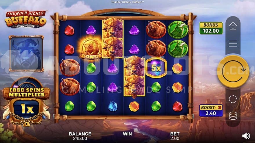 A casino slot with a buffalo theme.