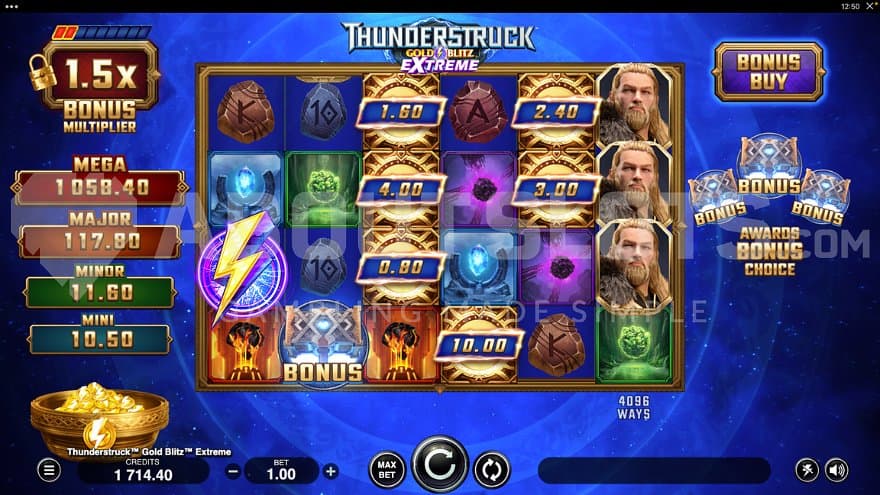 A casino slot with a blue background.