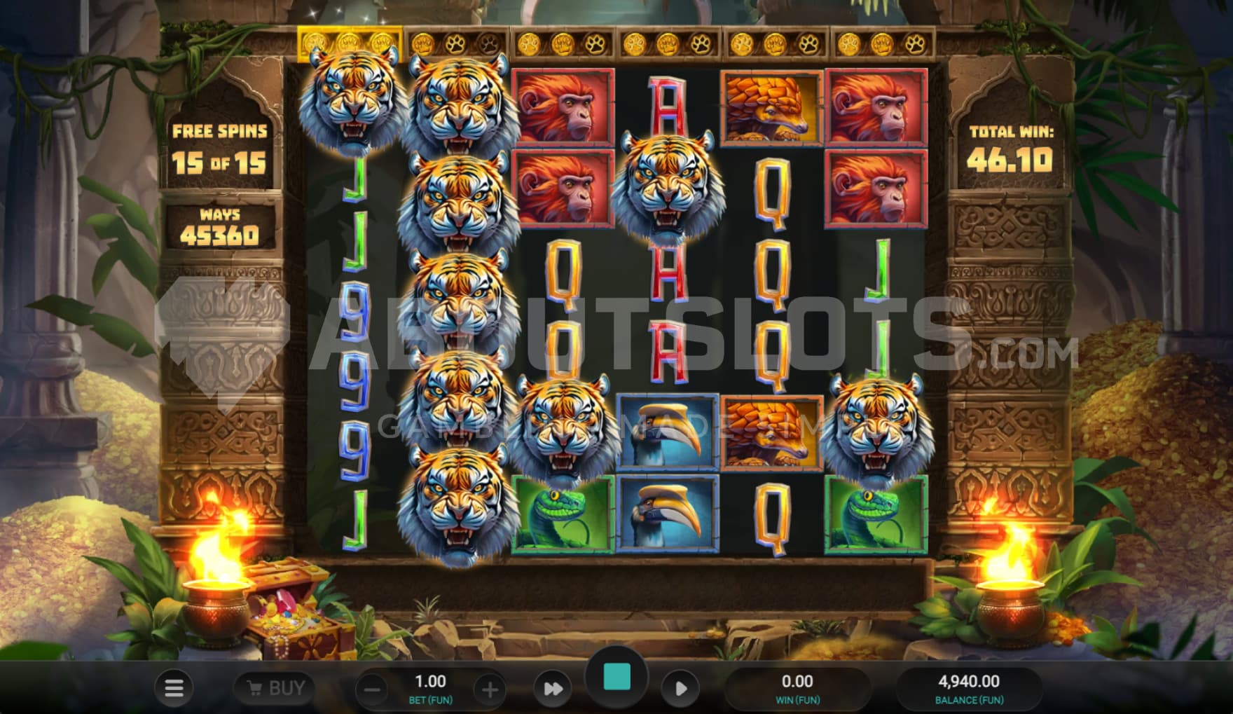 Reel Expansion Bonus with a current amount of 45,360 ways to win.