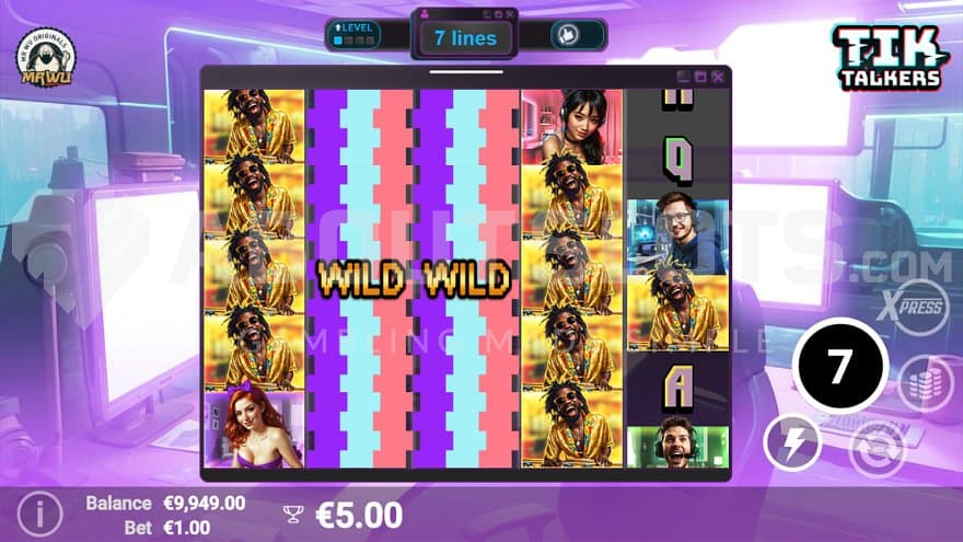 Stacked Wild Symbols on reels 2 and 3 in the Free Spins.