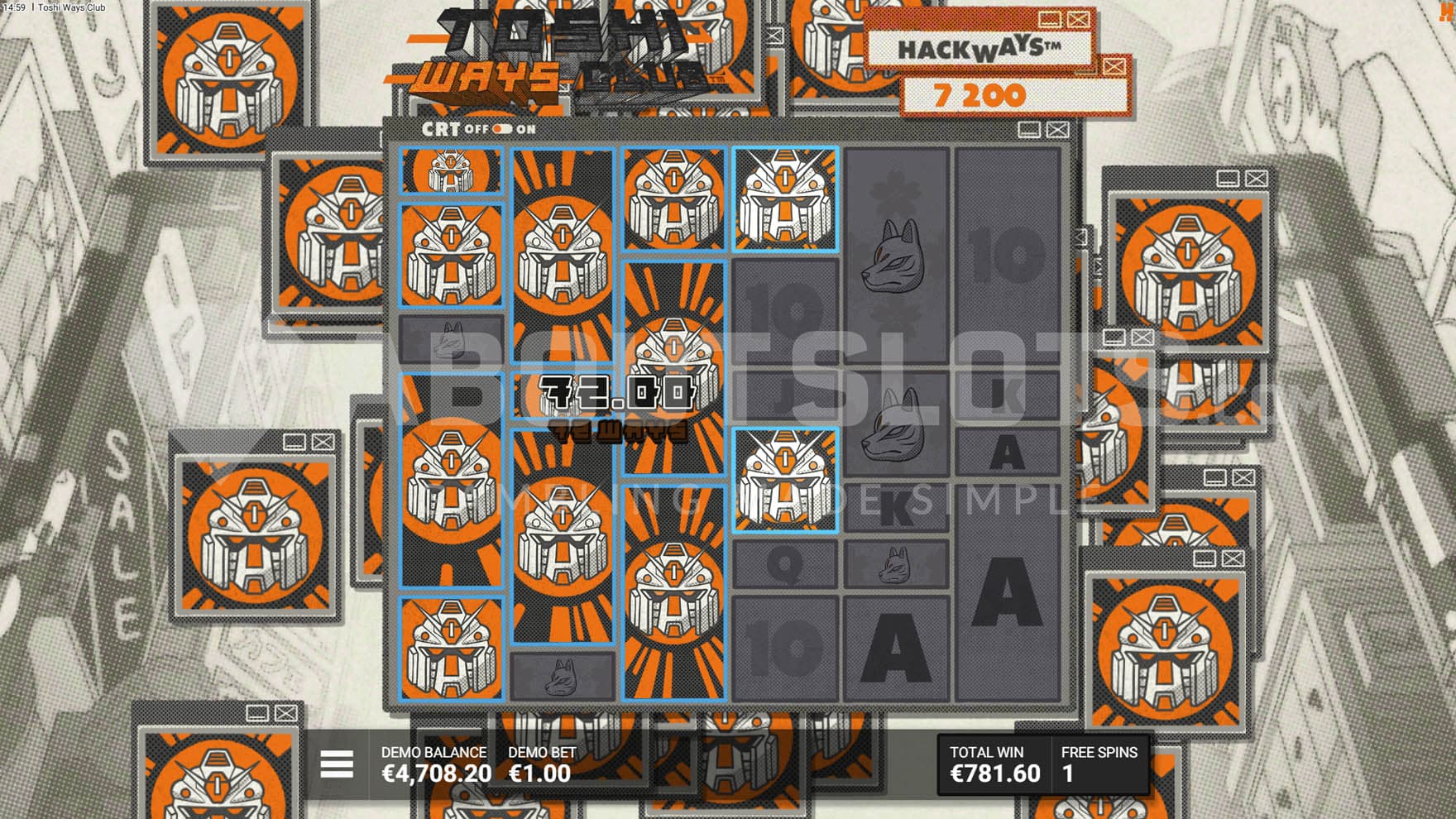 Suckr Punch bonus in progress, showing a Swap symbol turning all Flash Frames into a matching outcome.