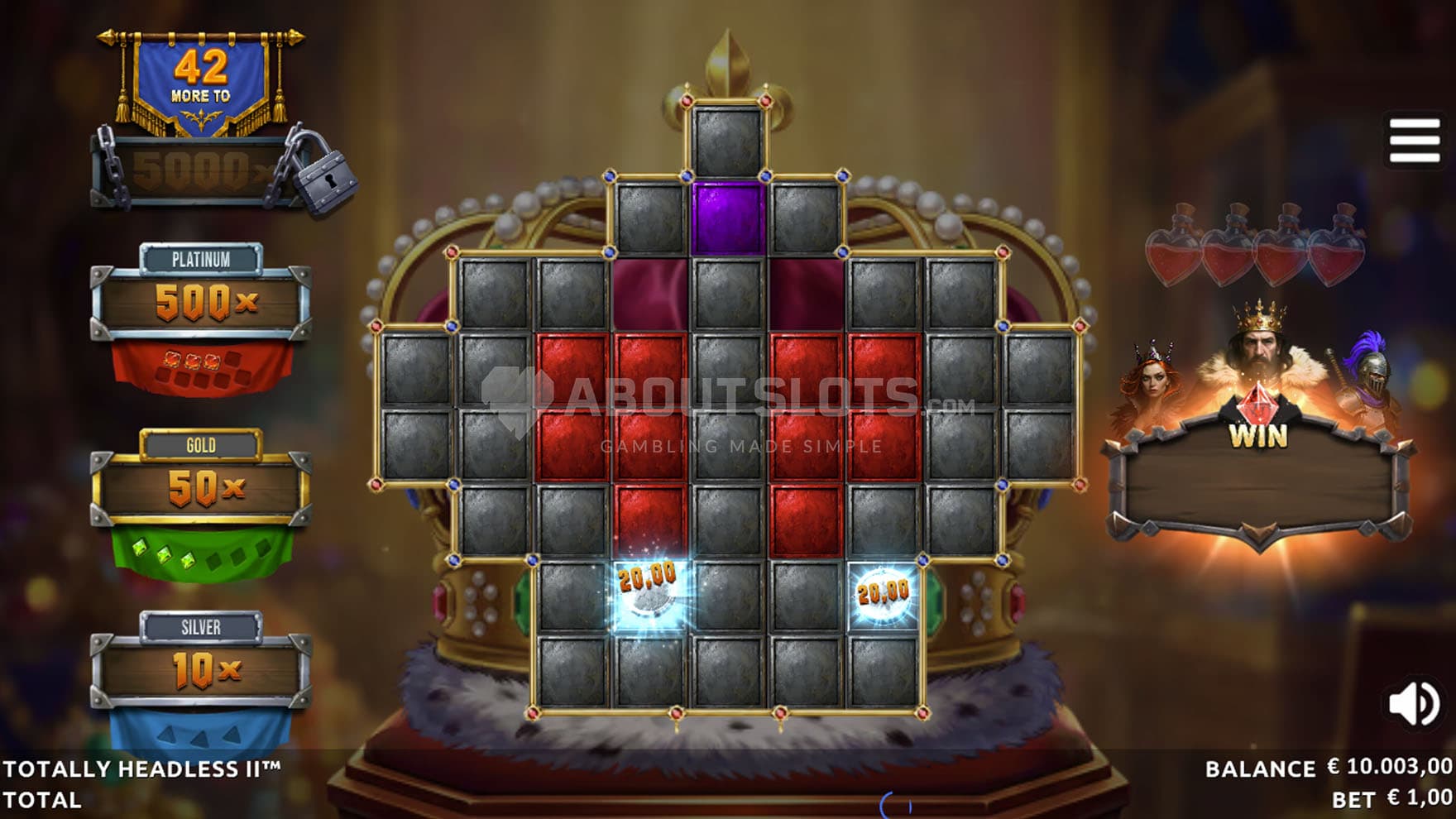 Screenshot of the Royal Descree bonus in progress.