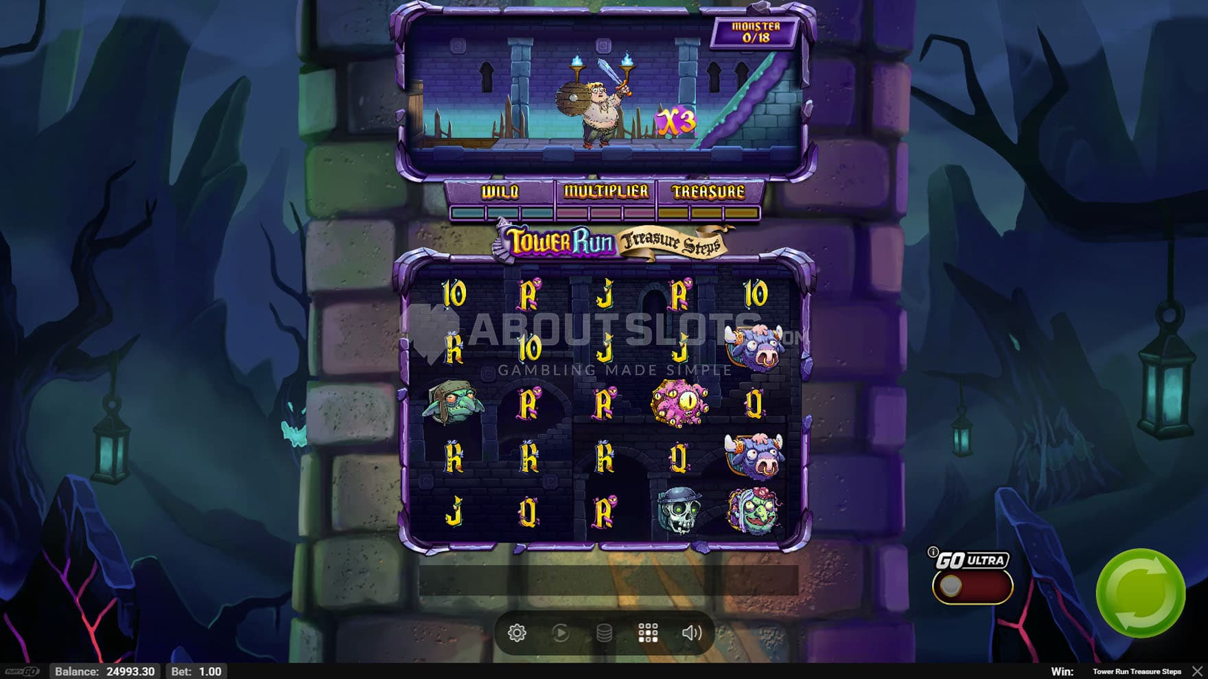Screenshot of the Bob's Ascent feature triggered on the extra top panel, awarding an x3 multiplier.