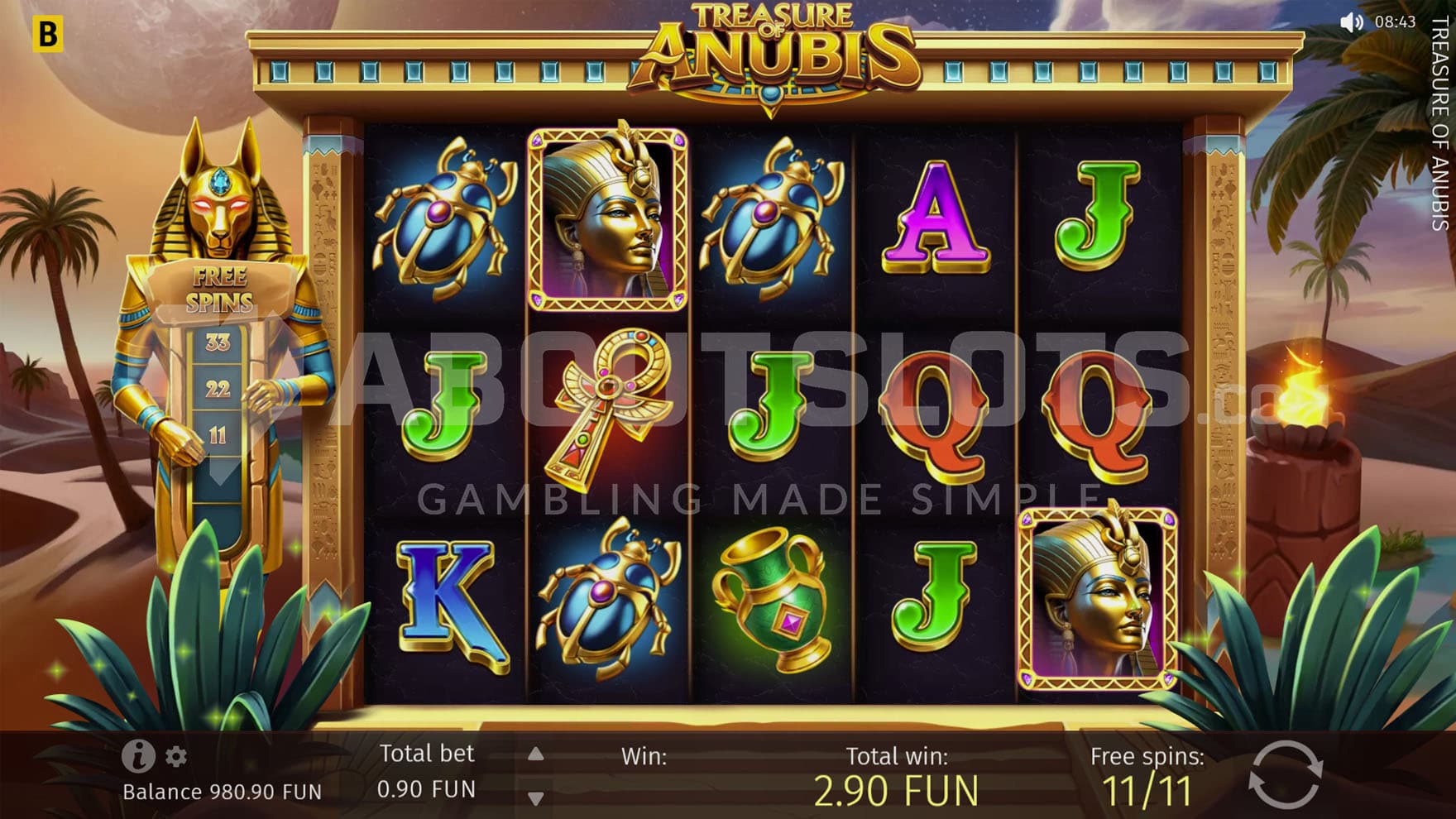 Free Spins bonus in progress.