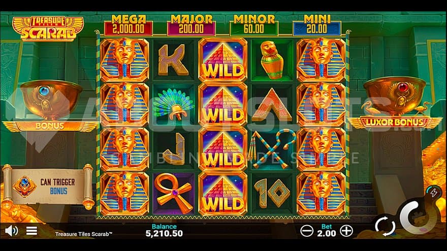 A casino slot in an Egyptian setting.