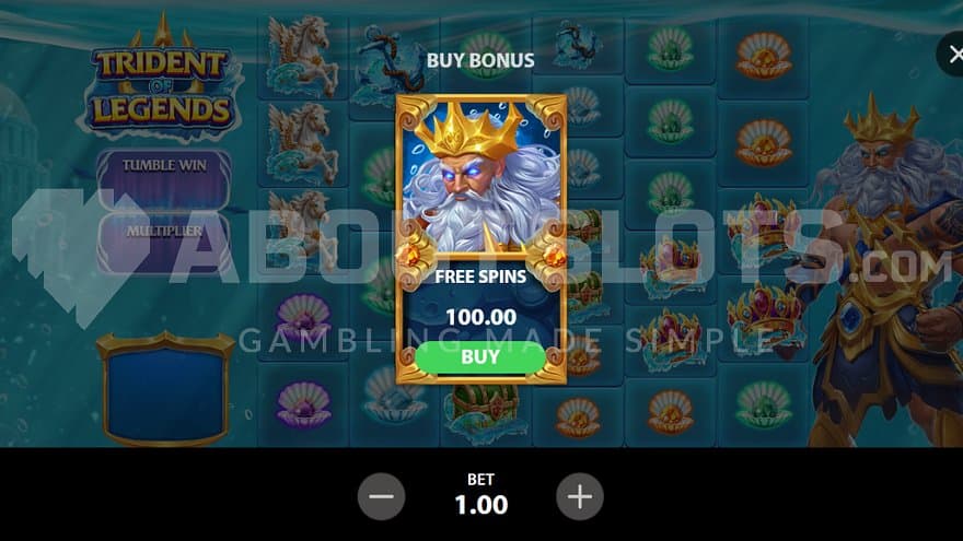 A menu offering the Free Spins for 100X the bet.