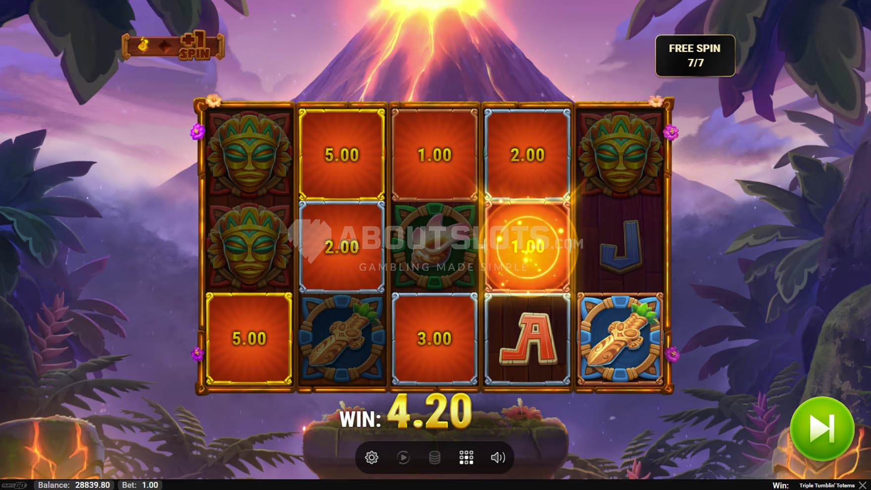 Screenshot of the Transform feature triggered at the end of Free Spins, converting frames into instant prizes.