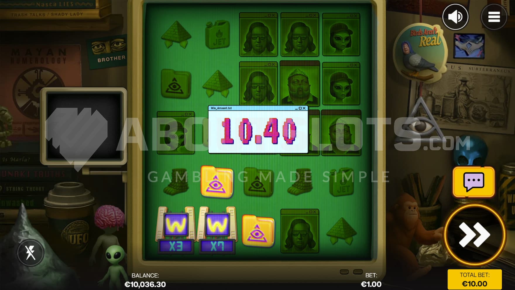 5G Transmission - Brainwashing feature triggered in the base game, awarding two Wilds with multipliers.