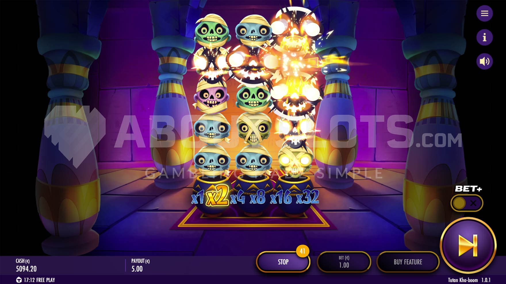 Exploding Wild feature triggered in the base game.