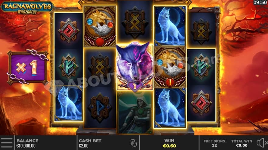 Bonus game with multiplier and countdown wilds on the reels.