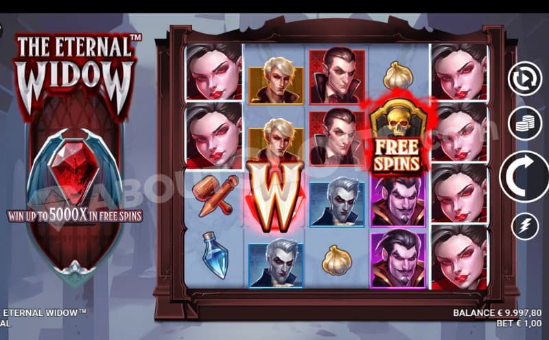 Base game where you can see a wild symbol on the second reel.