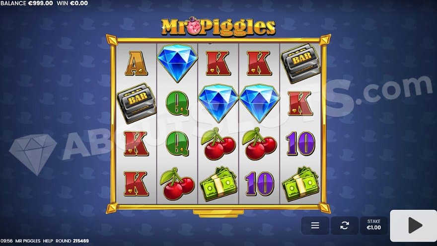 Five casino reels with four rows.