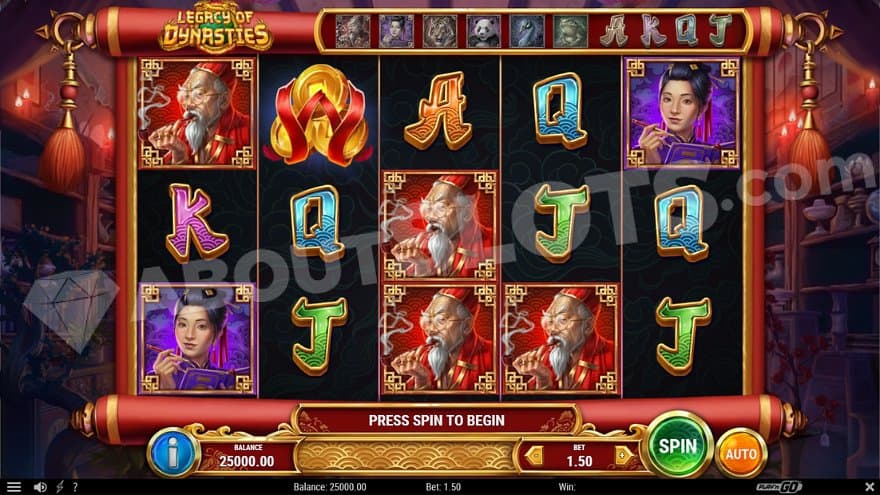 Five casino slot reels in a Chinese environment.