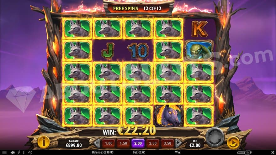 A win with 20 wolves on the reels.