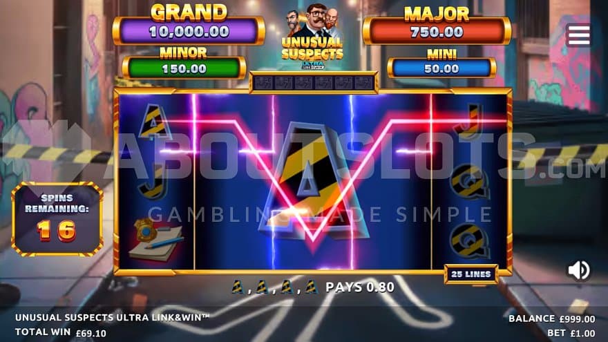 A win with A symbols in the Free Spins.