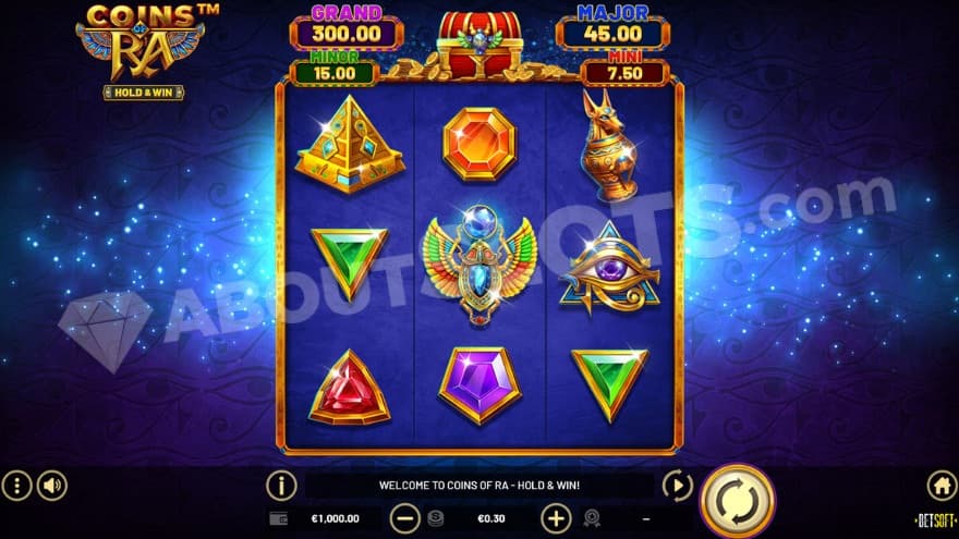 Base game with four jackpots located above the reels.