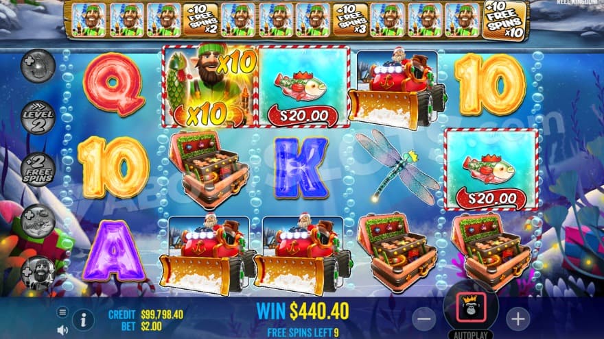 A screenshot from the free spins feature