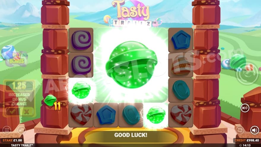 A mega symbol being present on the three middle reels.