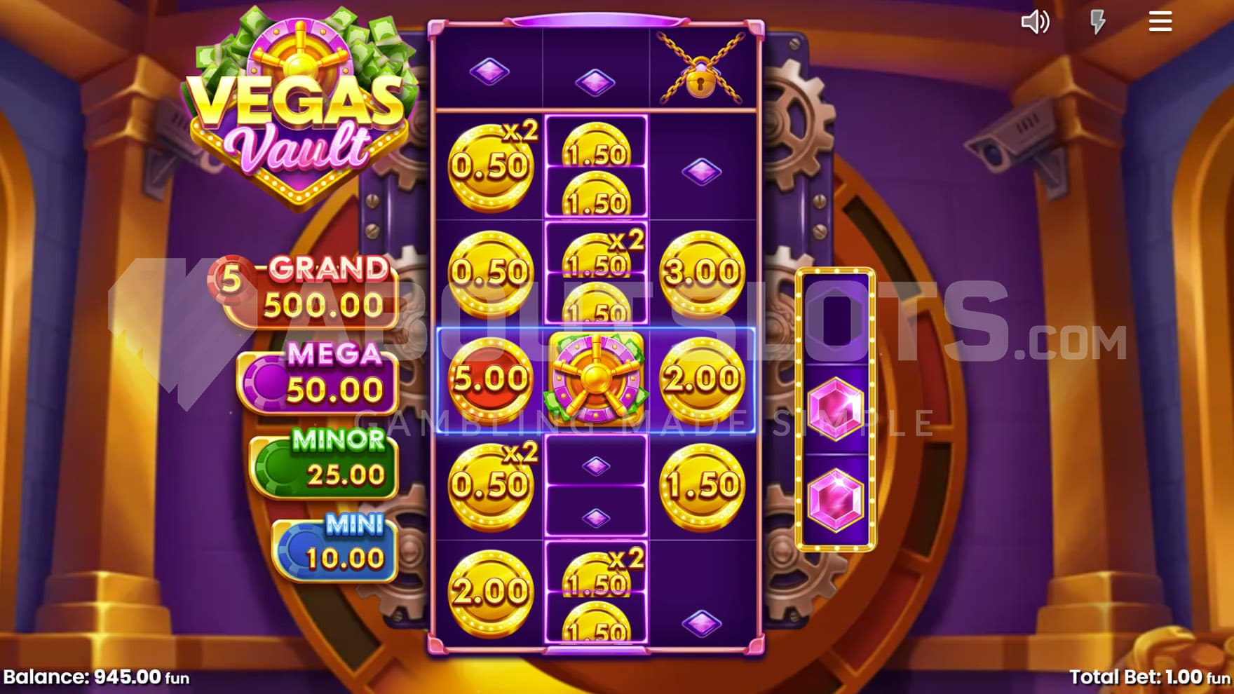Free Spins bonus in progress, showing multiple cash symbols locked on the grid.