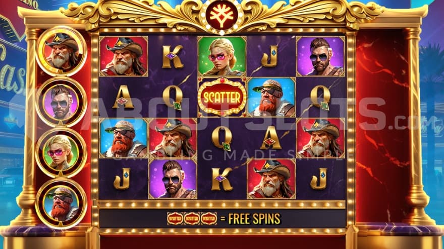 A casino slot with 5 reels.