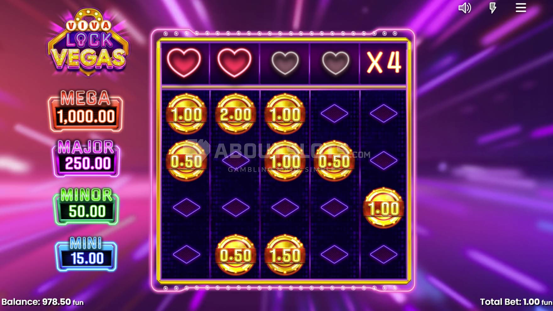 Screenshot of the Hold&Win bonus in progress, showing multiple cash symbols locked on the grid.