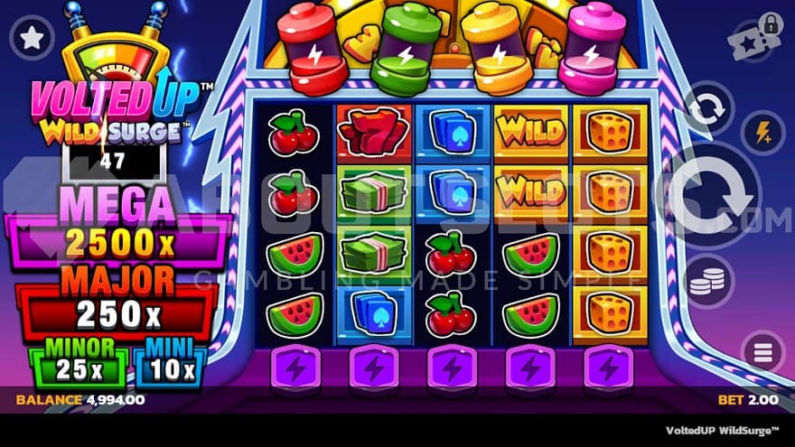A casino slot with an electric theme.