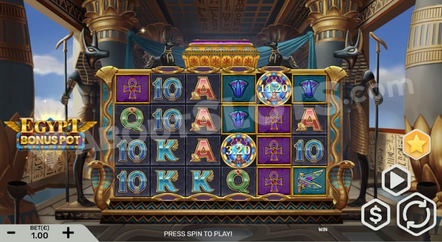 Base game with Egyptian artifacts in the background.