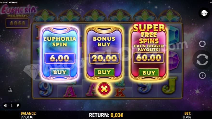 Euphoria Bet with three different bonus buy options.
