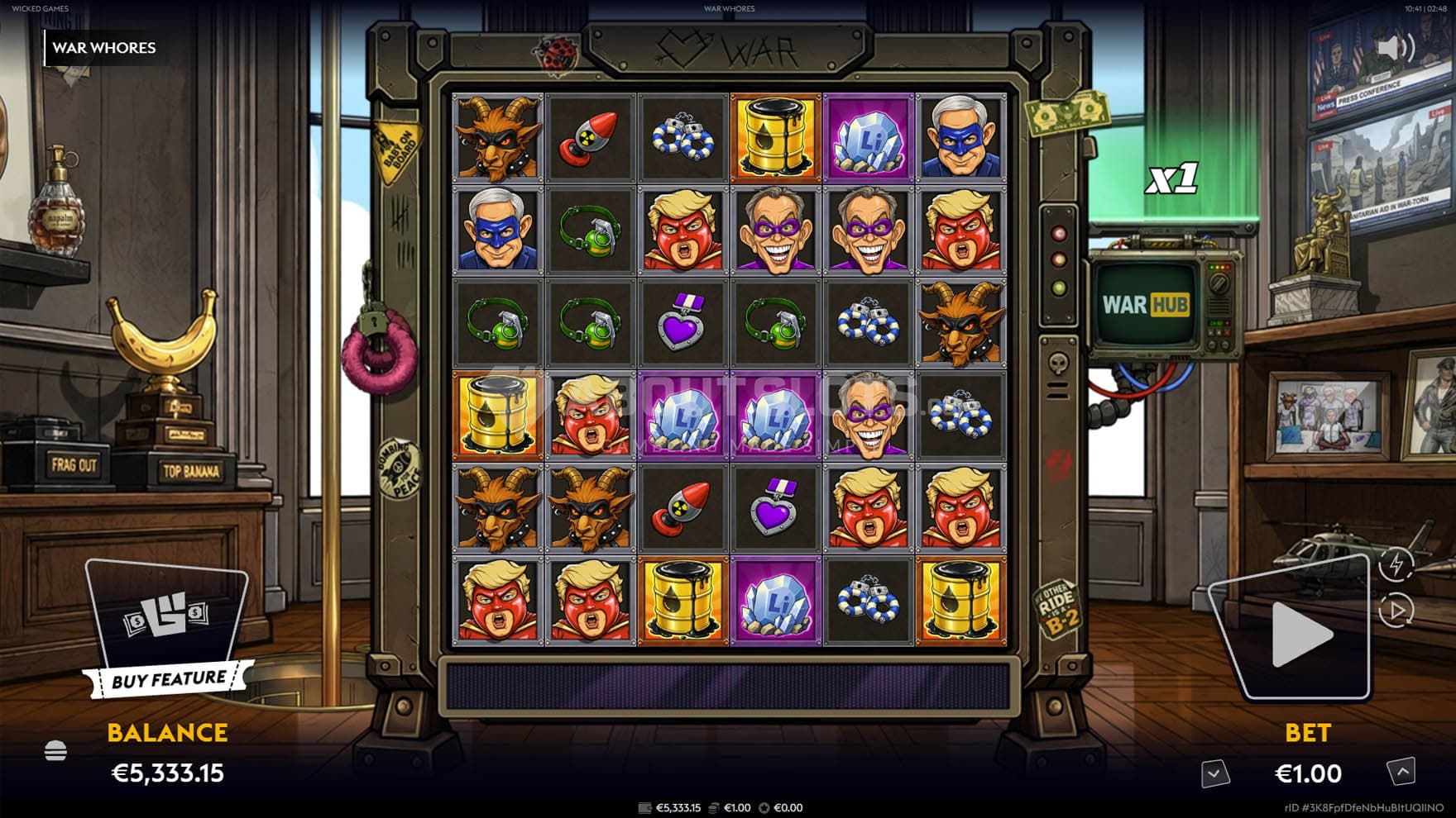 Screenshot of the base game, showing a 6x6 grid on a backdrop of an office.
