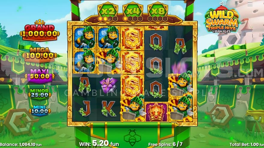 A casino slot with bees on the reels.