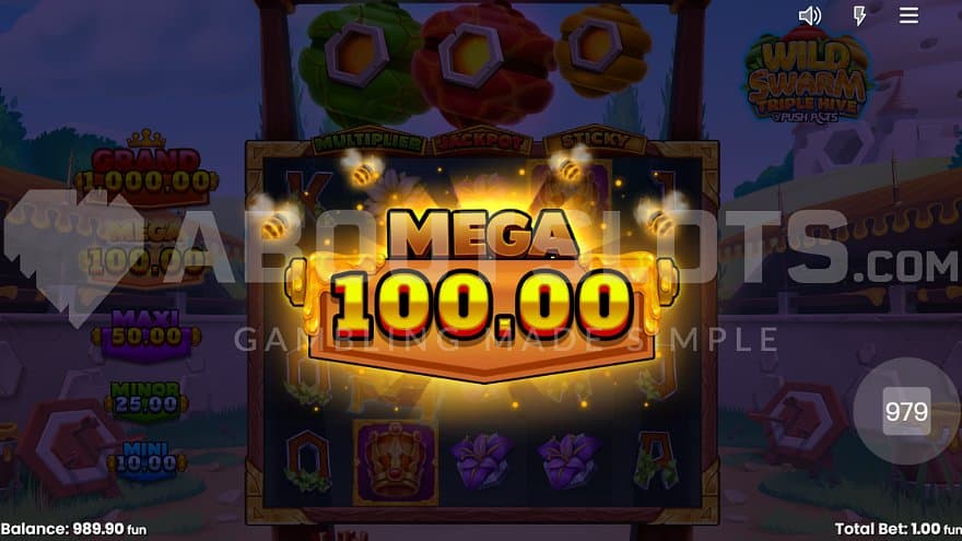 A win screen of 100x the bet.