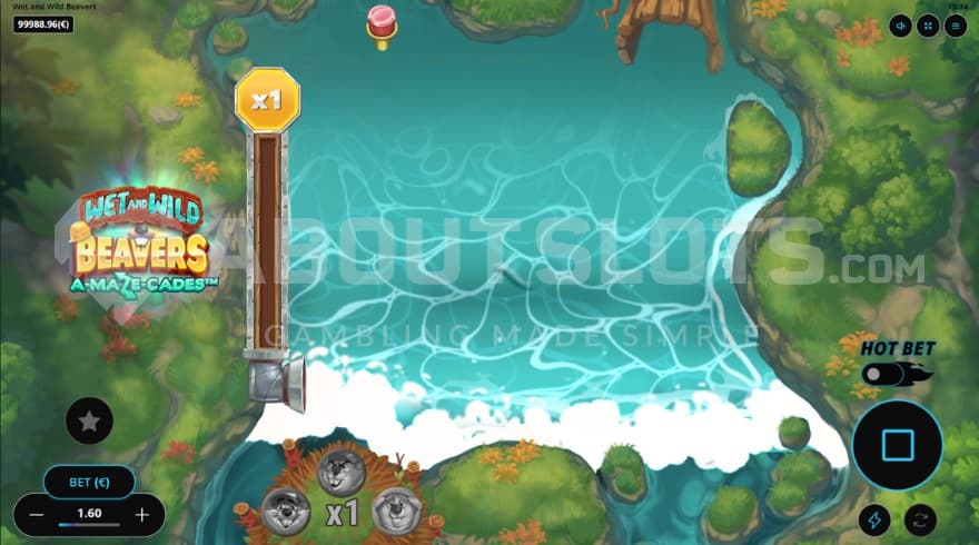 A screenshot of the dam flood feature where the grid is covered by water