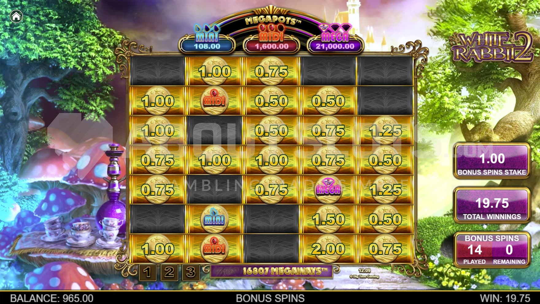 Hold & Spin bonus in progress, showing multiple coins sticky on the reels.