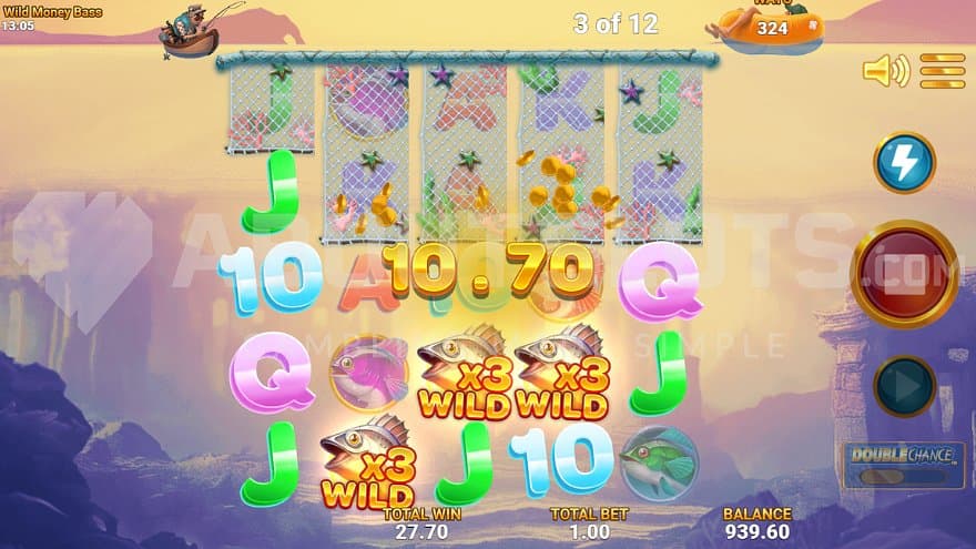 A win with 3X Wild Symbols on reels 2, 3, and 4.