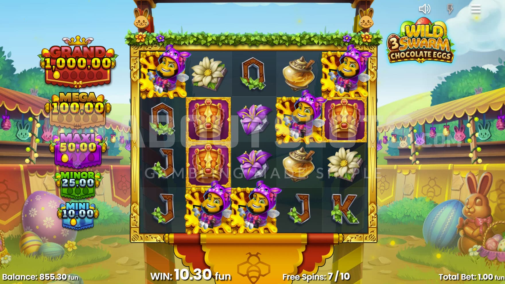 Free Spins bonus in progress, showing multiple Sticky Wilds locked on the grid.