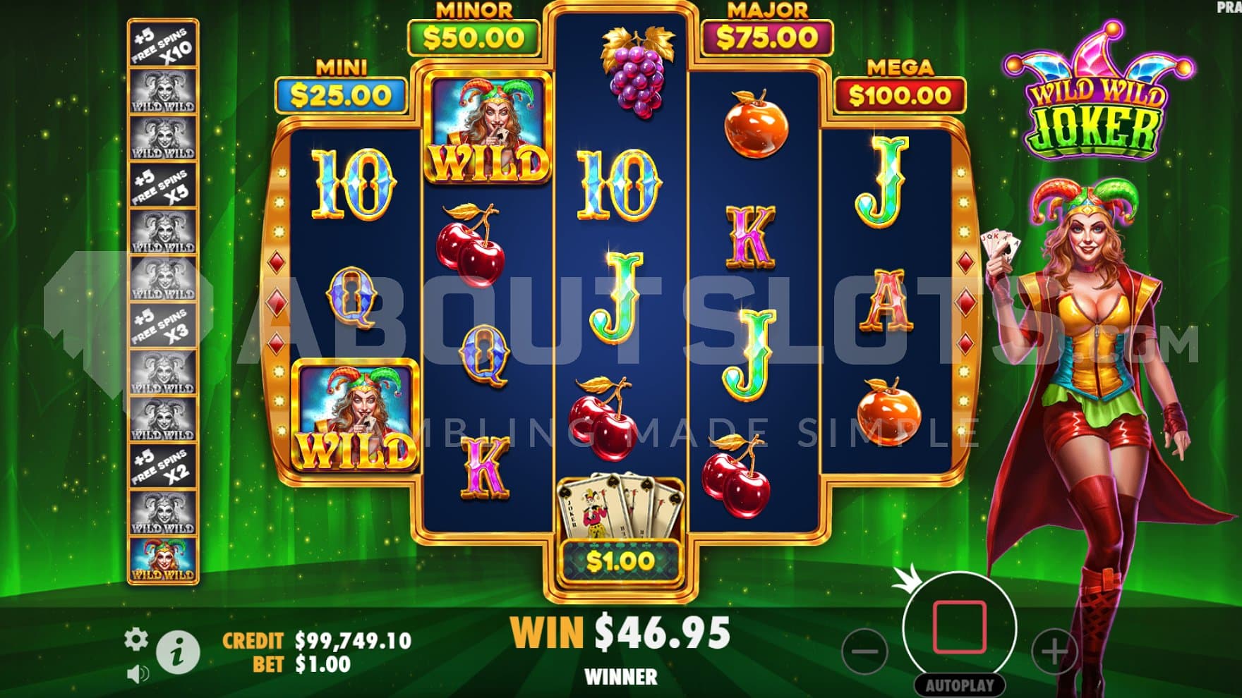 Wild Symbols on the first two reels in the Free Spins.