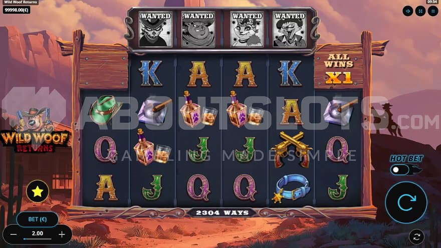 A casino slot with a Western theme.