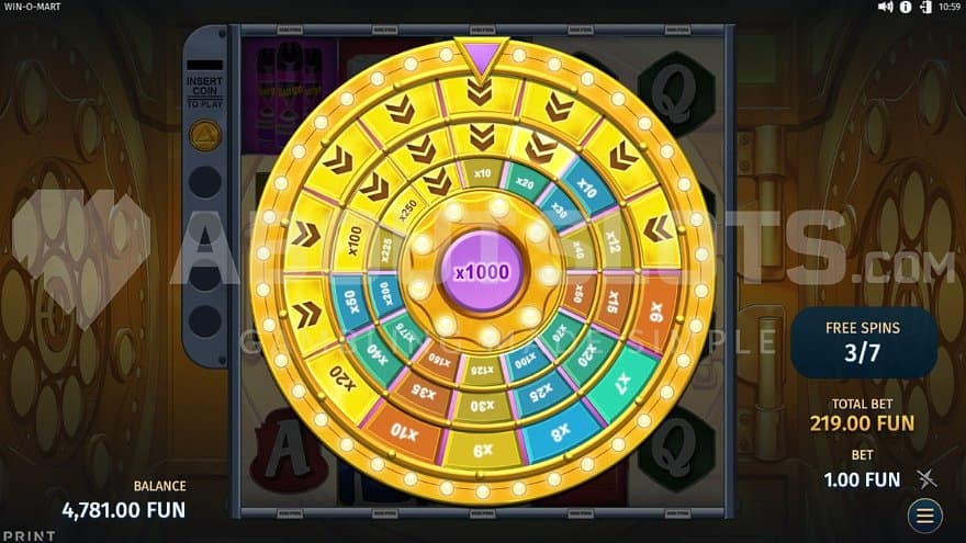 A bonus wheel in the free spins.