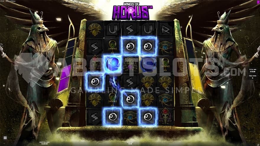 Free Spins bonus game with collection meters on the side of the reels.