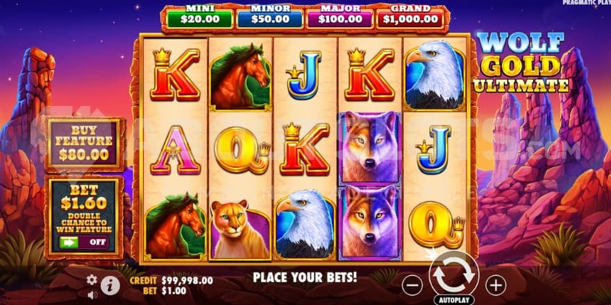 A screenshot of the base game in Wolf Gold Ultimate, taking place at the Great Plains