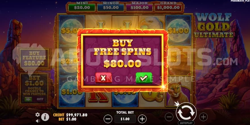 A screenshot of the 80x feature buy.