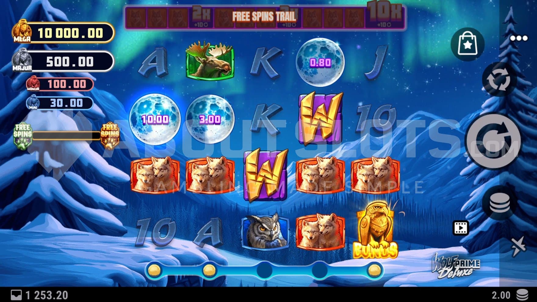 A casino slot in a winter landscape.