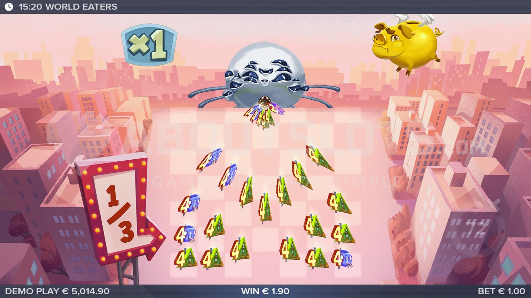 Ultra Beast triggered during the Bonus Game, consuming all symbols on the grid.