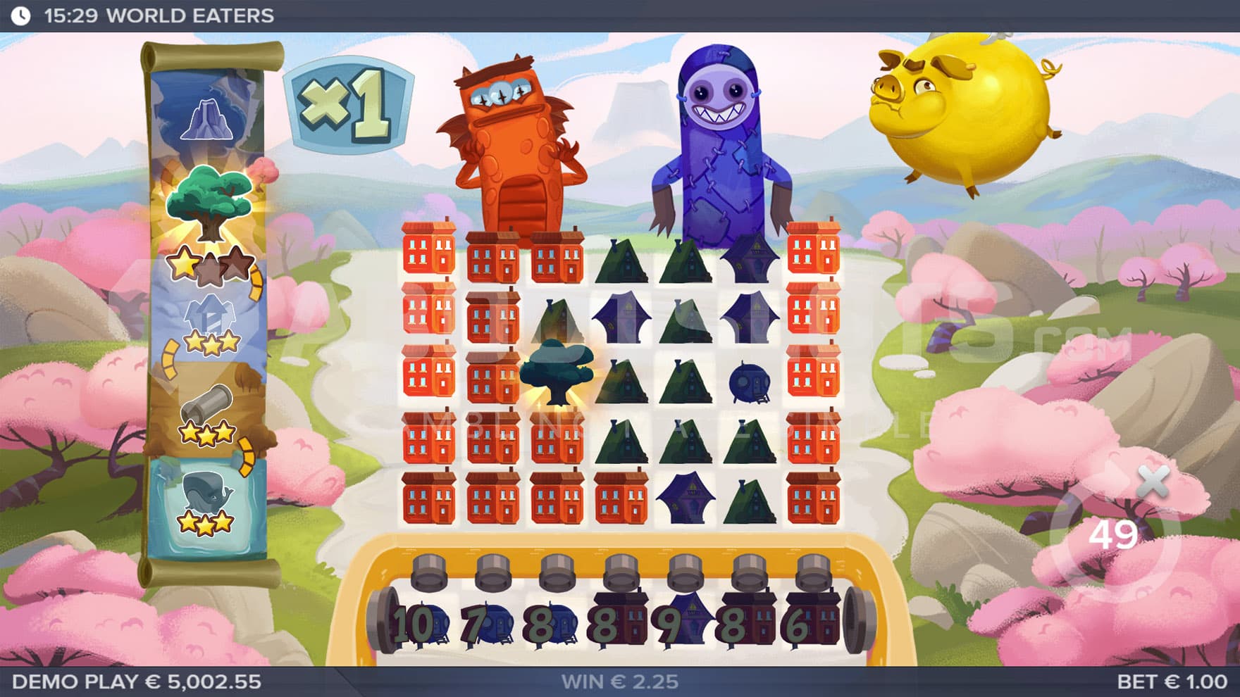 Tree feature triggered in the base game, converting side columns and matching symbols around the Tree symbol into identical instances.